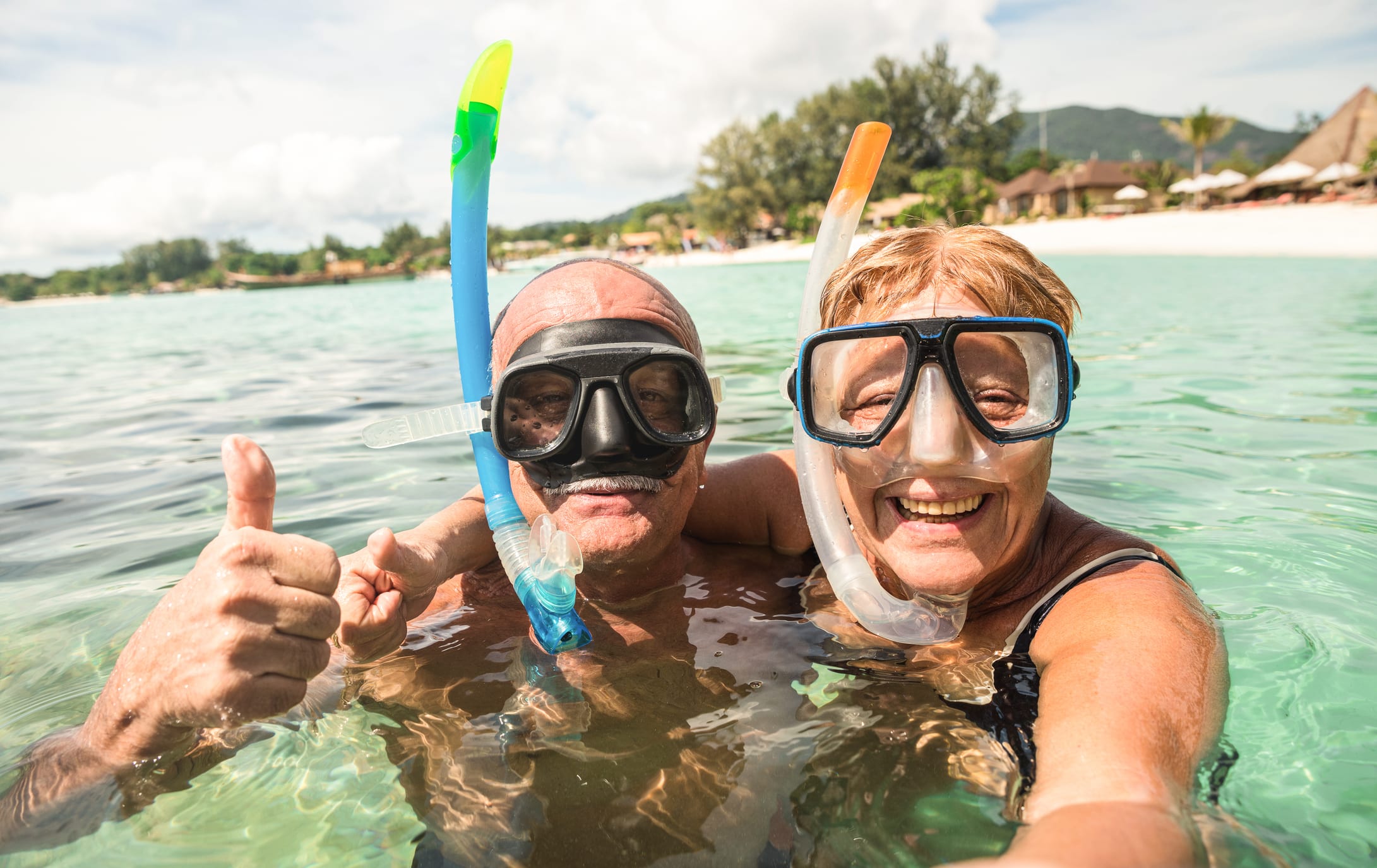 Senior couple happy on vacation